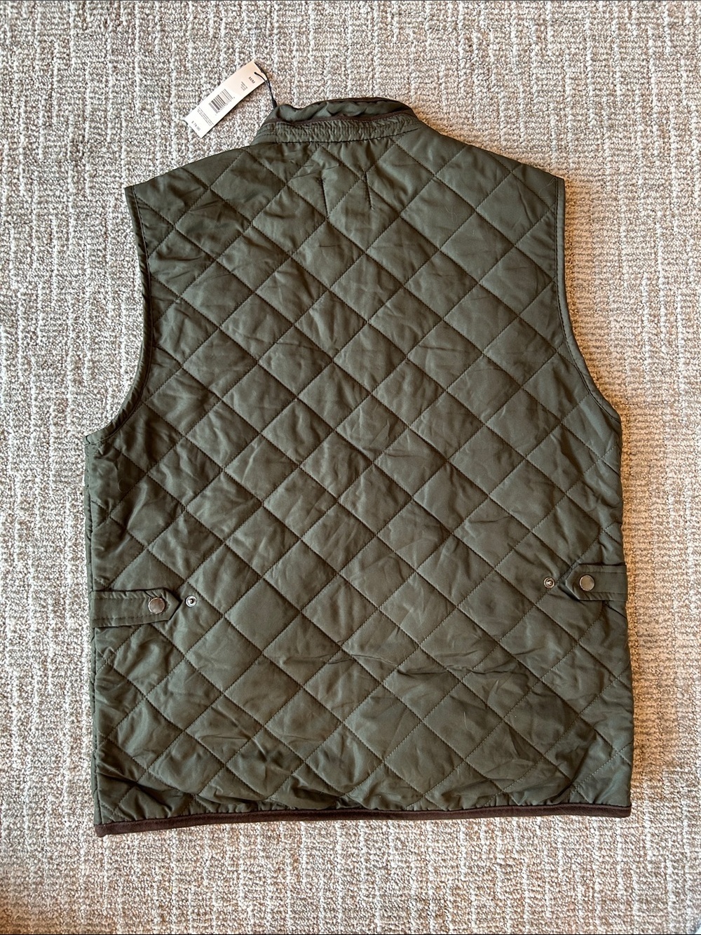 Tahari Quilted Olive Green Zip Vest M - Picture 5 of 5